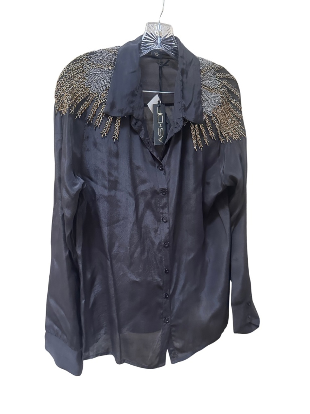 NEW AS by DF Demeter Embellished Button-Down Blouse - Women's Large